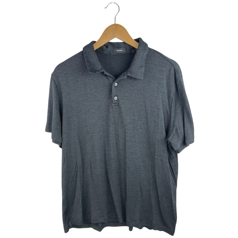 Theory Men's Gray Short Sleeve Collared Golf Casual Polo Shirt Top Size XL